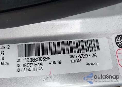 2012 Chrysler 200 Touring from USA, damaged, VIN 1C3CCBBB3CN302862